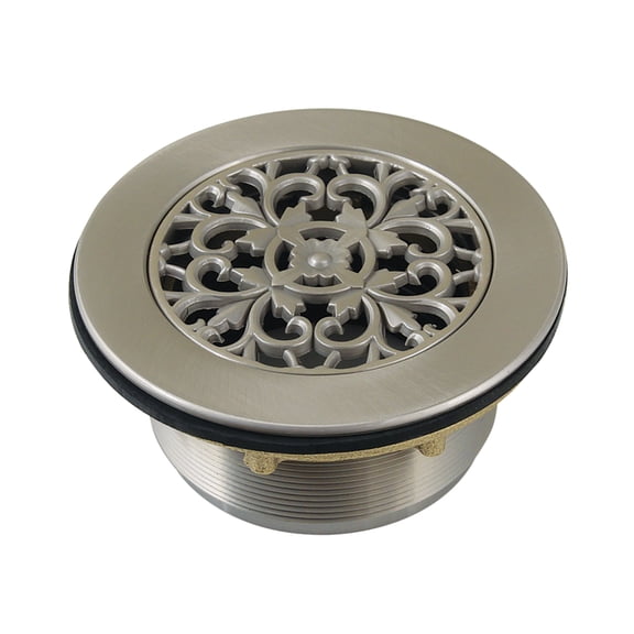 Kingston BSFT4138 Watercourse 4-1/4-Inch Brass Round Grid Shower Base Drain with Flange in Brushed Nickel