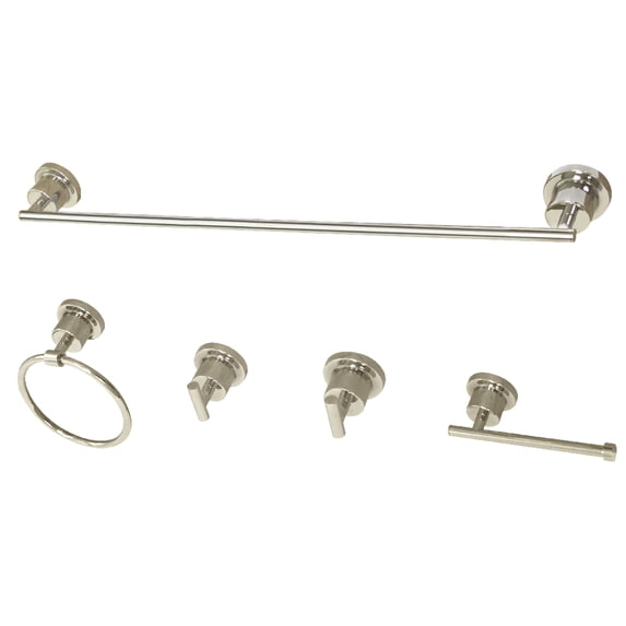 Kingston Brass BAH8230478PN Concord 5-Piece 30-Inch Towel Bar Bathroom Accessory Set in Polished Nickel