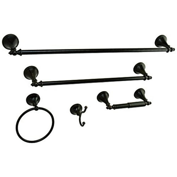Kingston Brass BAHK161212478ORB Naples Collection 5-piece Towel Bar Bath Hardware Set, Oil Rubbed Bronze