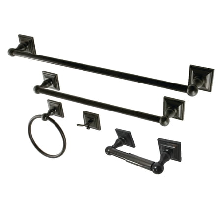 Kingston Brass BAHK3212478ORB Serano 5-Piece 18-Inch and 24-Inch Towel Bars Bathroom Accessory Set in Oil Rubbed Bronze