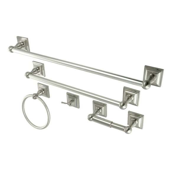 Kingston Brass BAHK3212478SN Serano 5-Piece 18-Inch and 24-Inch Towel Bars Bathroom Accessory Set in Brushed Nickel