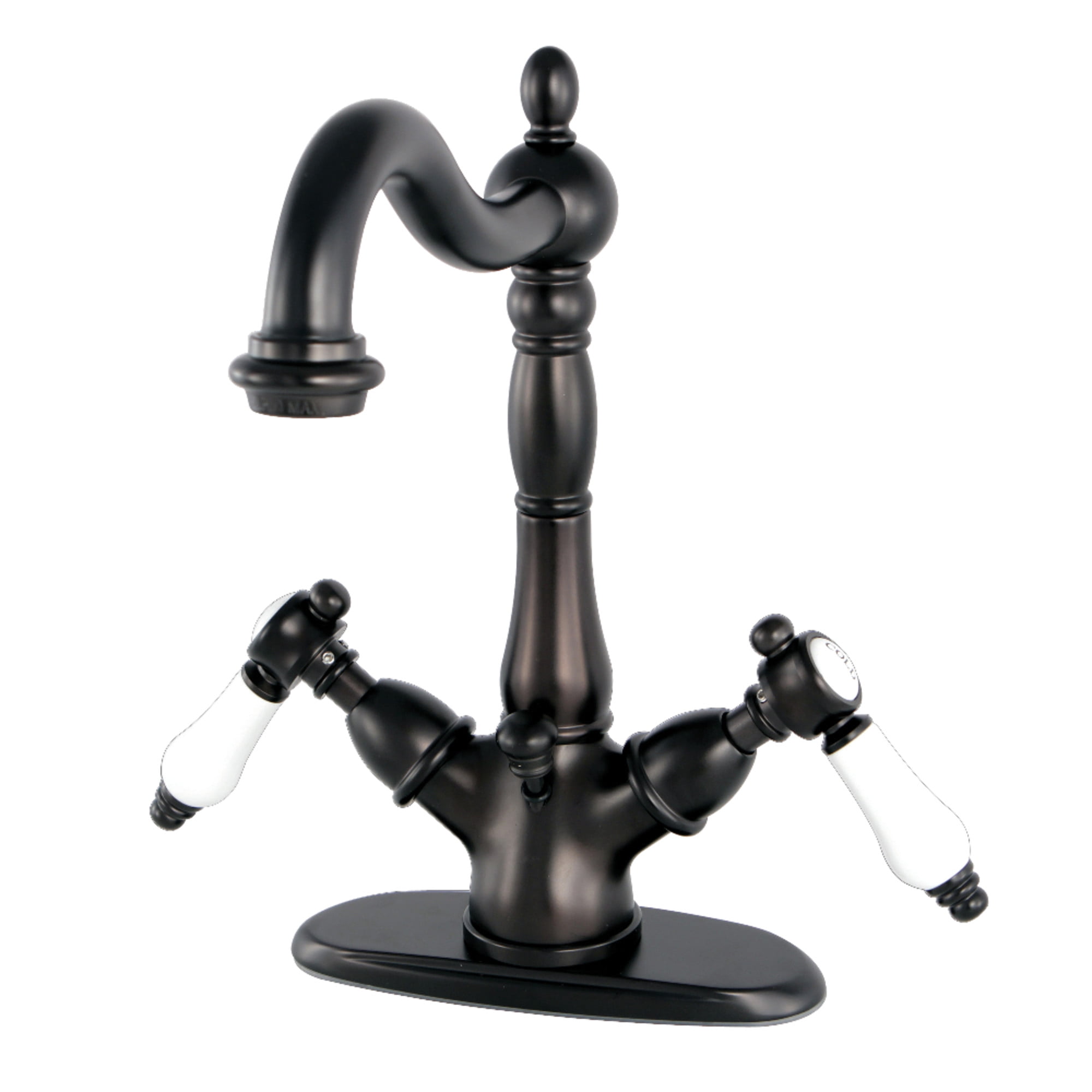 Kingston Brass KS1435BPL Bel-Air Double-Handle 4" Centerset Bathroom Faucet with Brass Pop-Up, Oil Rubbed Bronze