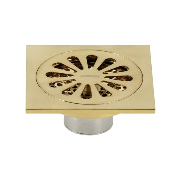 Kingston Brass BSF4161BB 4 in. Watercourse Sunburst Square Grid Shower Drain, Brushed Brass