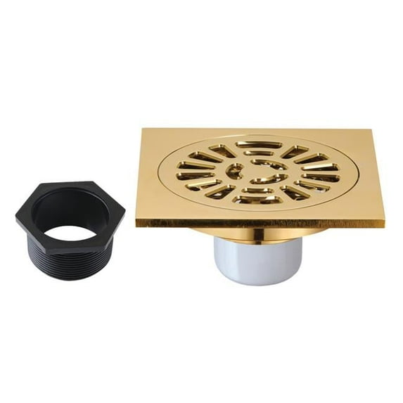Kingston Brass BSF4267BB 4 in. Watercourse Square Brass Shower Drain, Brushed Brass