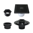 thumbnail image 1 of Kingston Brass BSFK4464MB Watercourse 4-Inch Brass Square Grid Shower Drain with Hair Strainer and Base Flange in Matte Black, 1 of 5