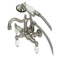 thumbnail image 1 of Kingston Brass CA1009T8 Heritage 3-3/8" Tub Wall Mount Clawfoot Tub Faucet with Hand Shower, Brushed Nickel, 1 of 4