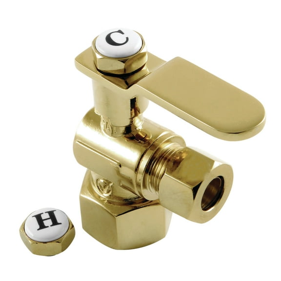 Kingston Brass CA4310PB 1/2" FIP x 3/8" OD Comp Quarter-Turn Angle Stop Valve, Polished Brass