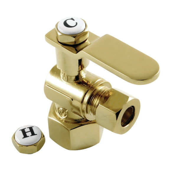Kingston Brass CA4310PB 1/2" FIP x 3/8" OD Comp Quarter-Turn Angle Stop Valve, Polished Brass
