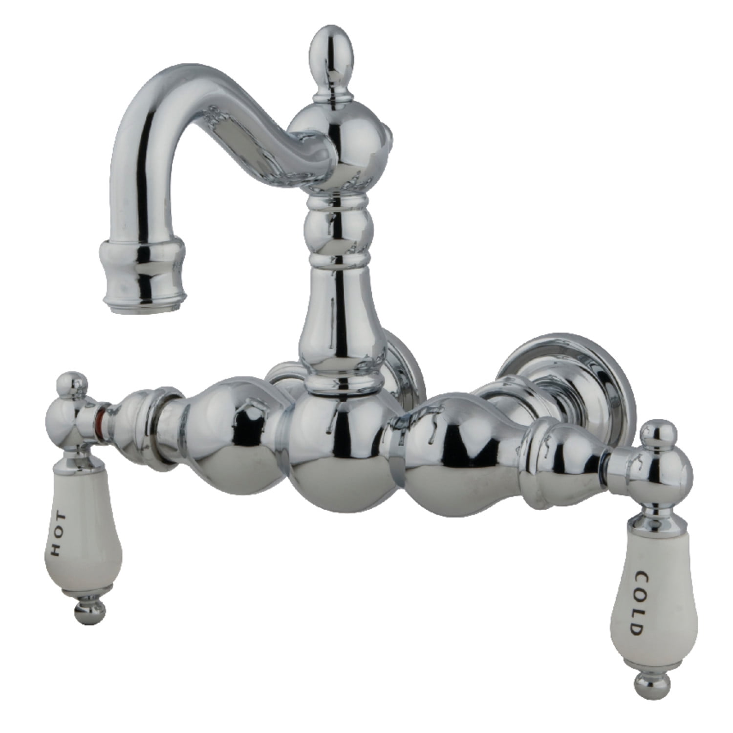 Vintage Polished Chrome Wall Mount Clawfoot Tub Faucet