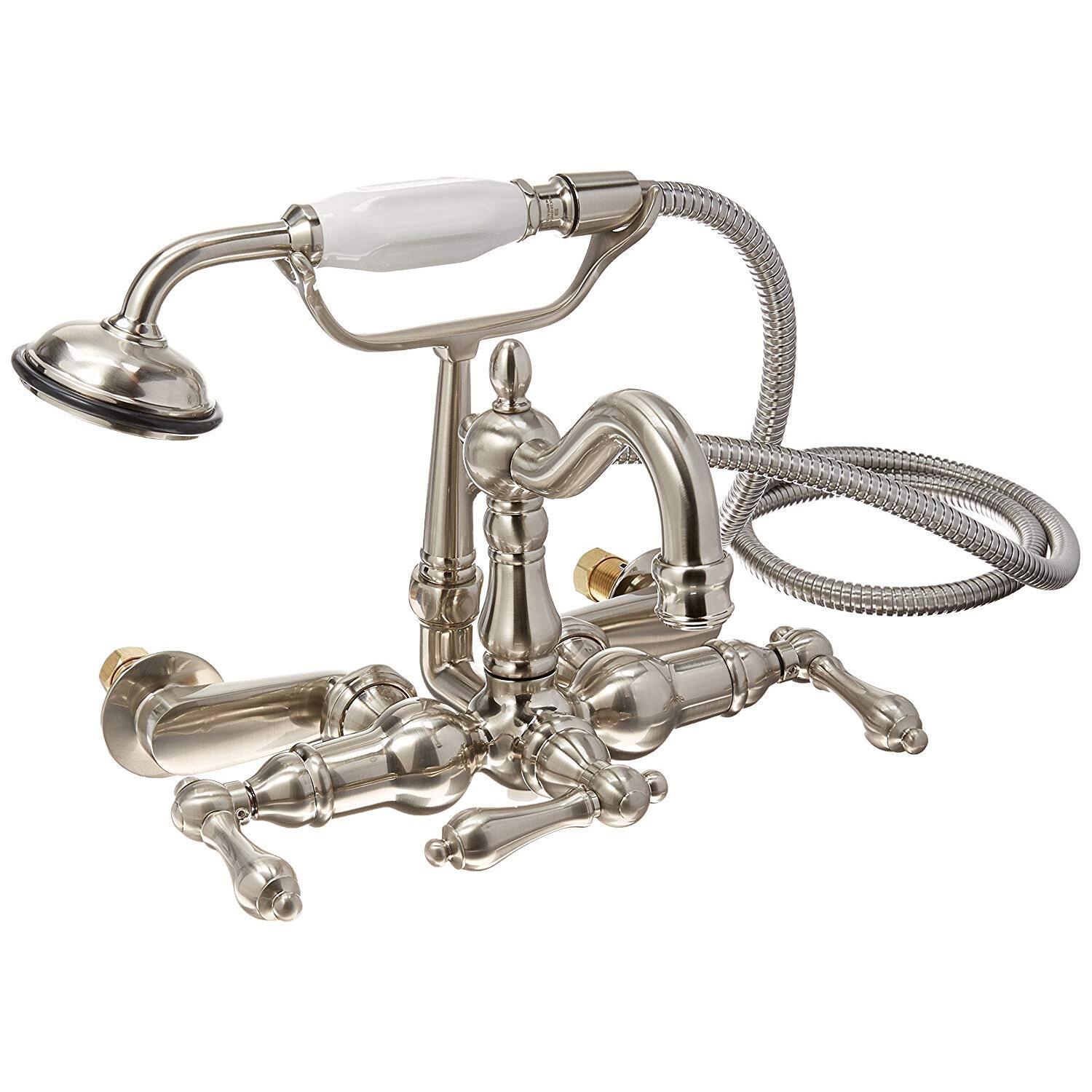 Kingston Brass KS286C ESSEX Wandmontage Badewannen-Armatur Mit Handbrause – Verstellbar 7,6–22,9 Cm, Poliertes Chrom