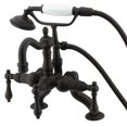 thumbnail image 1 of Kingston Brass CC2007T5 Vintage 3-3/8" Adjustable Center Deck-Mount Clawfoot Tub Faucet with Hand Shower, Oil Rubbed Bronze, 1 of 5