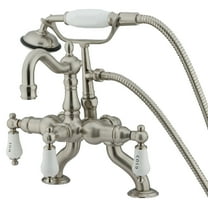 Kingston Brass CC2009T8 Vintage 3-3/8" Adjustable Center Deck-Mount Clawfoot Tub Faucet with Hand Shower, Brushed Nickel