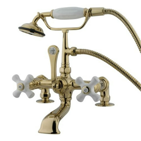 Kingston Brass CC211T2 Vintage 7\" Deck Mount Clawfoot Tub Filler with Hand Shower