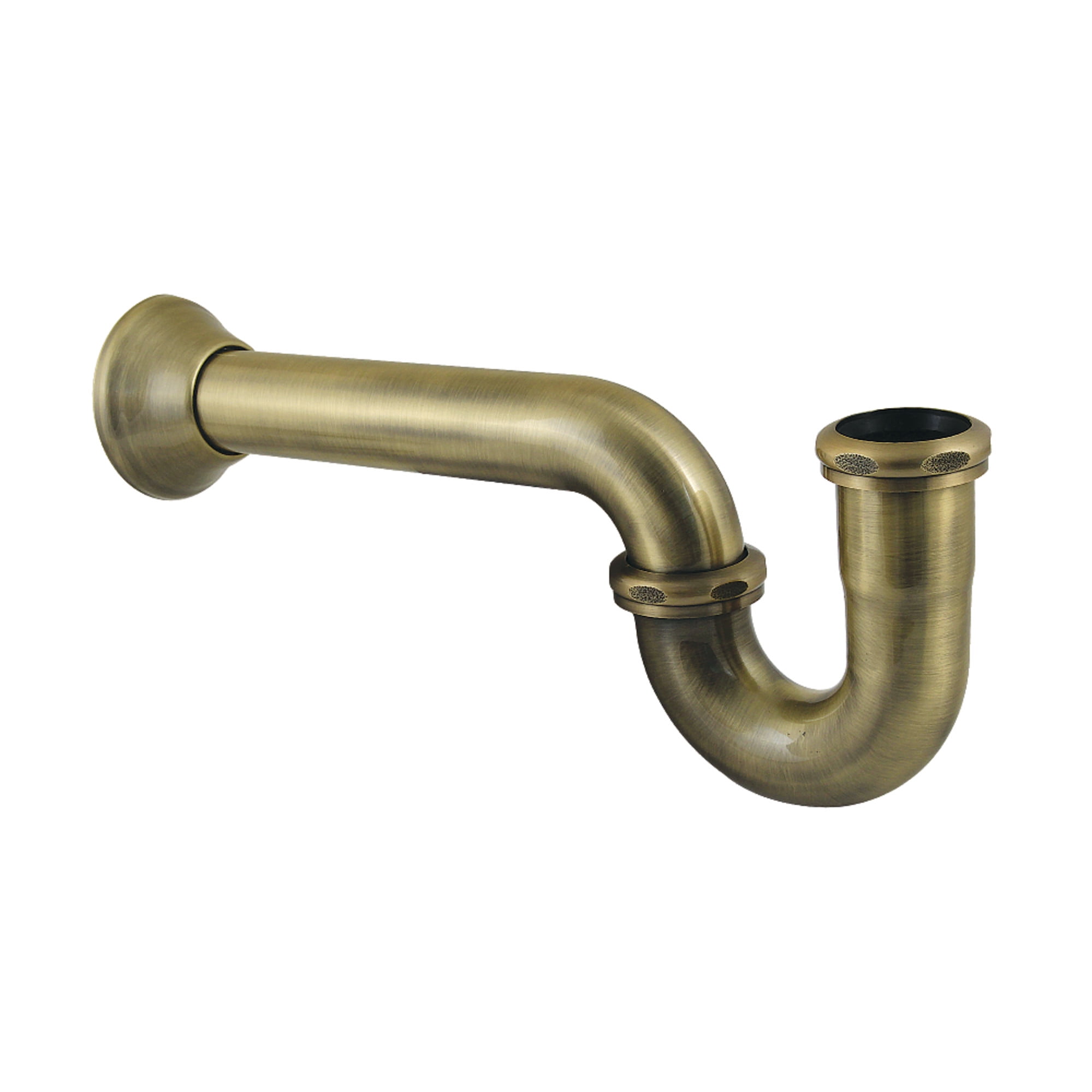 Kingston Brass CC2243 1-1/4" (or 1-1/2") x 1-1/2" P-Trap with Bell Flange, 13-1/16" Length, 18 Gauge, Antique Brass