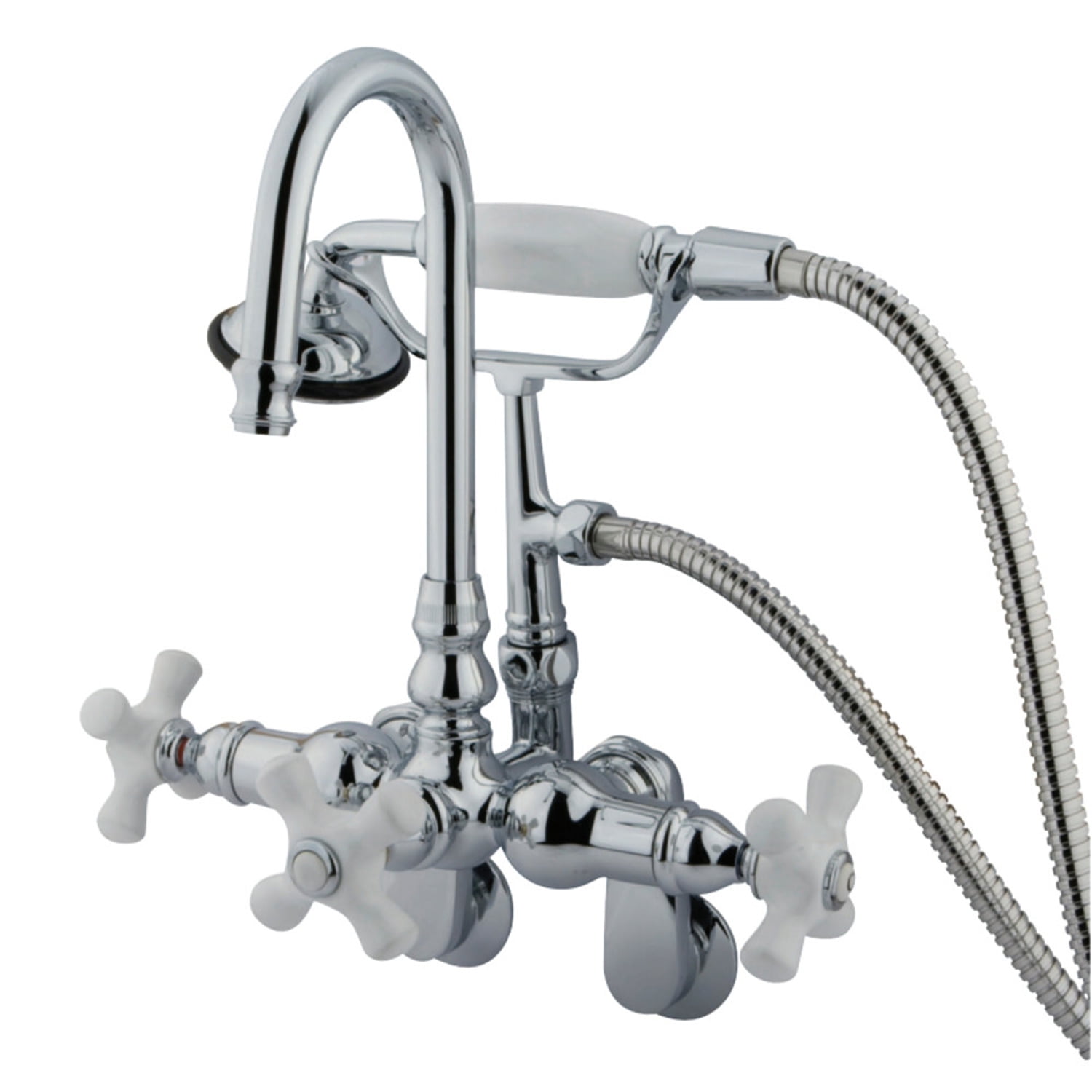 Vintage Chrome Wall Mount Clawfoot Tub Faucet with Hand Shower