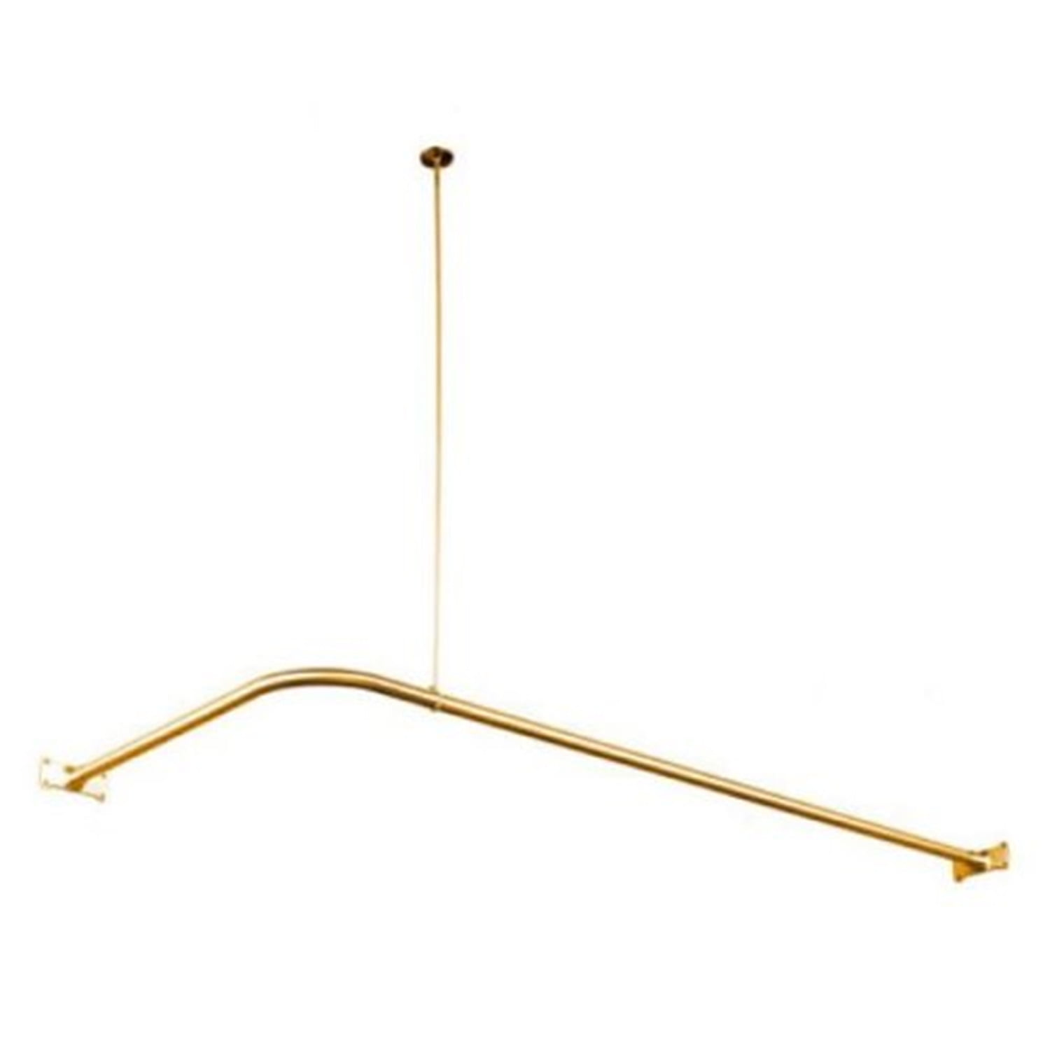 Polished Brass L-Shaped Wall and Ceiling Mounted Corner Shower Rod