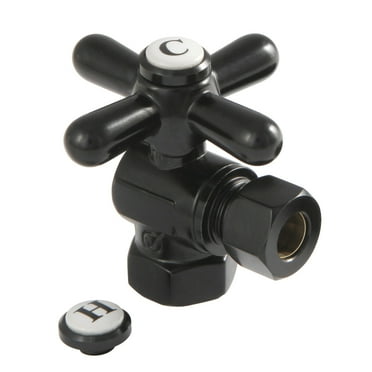Kingston Brass CC33100X 3/8" FIP x 3/8" OD Comp Quarter-Turn Angle Stop Valve, Matte Black