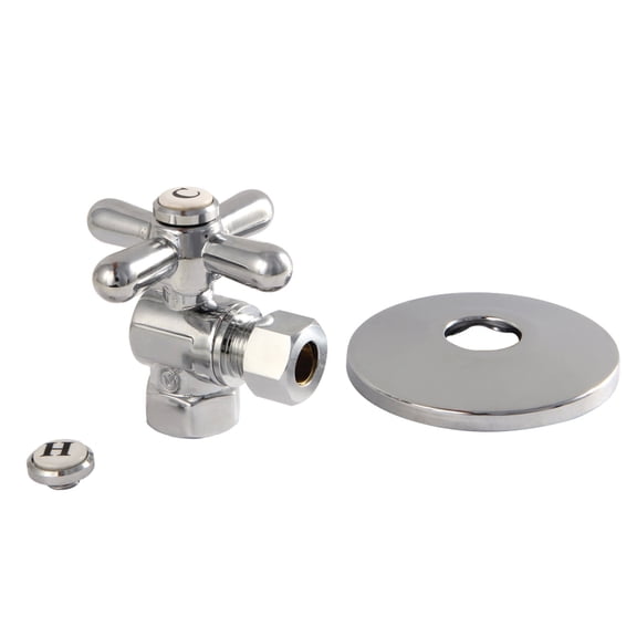 Kingston Brass CC33101XK 3/8" FIP x 3/8" OD Comp Quarter-Turn Angle Stop Valve with Flange, Polished Chrome