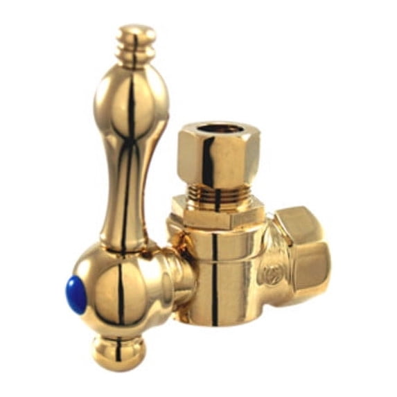 Kingston Brass CC33102 3/8" FIP x 3/8" OD Comp Quarter-Turn Angle Stop Valve, Polished Brass