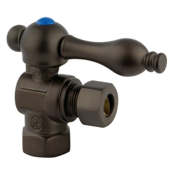 Kingston Brass CC33105 3/8" FIP x 3/8" OD Comp Quarter-Turn Angle Stop Valve, Oil Rubbed Bronze
