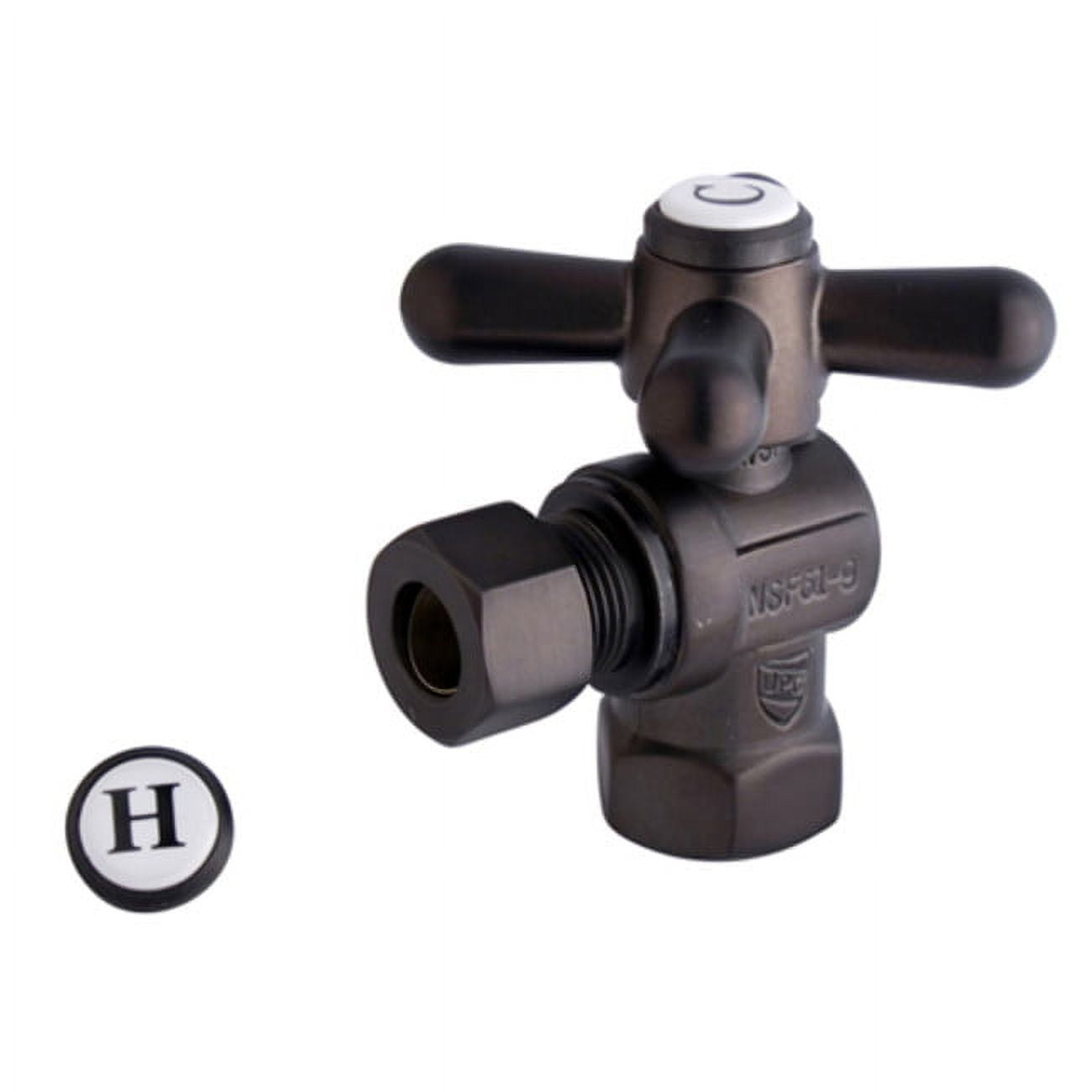 Kingston Brass CC33105X 3/8" FIP x 3/8" OD Comp Quarter-Turn Angle Stop Valve, Oil Rubbed Bronze