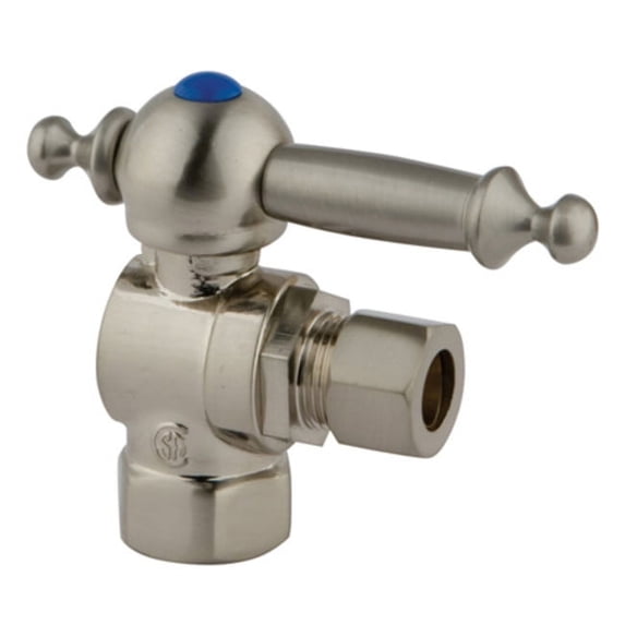 Kingston Brass CC33108TL 3/8" FIP x 3/8" OD Comp Quarter-Turn Angle Stop Valve, Brushed Nickel