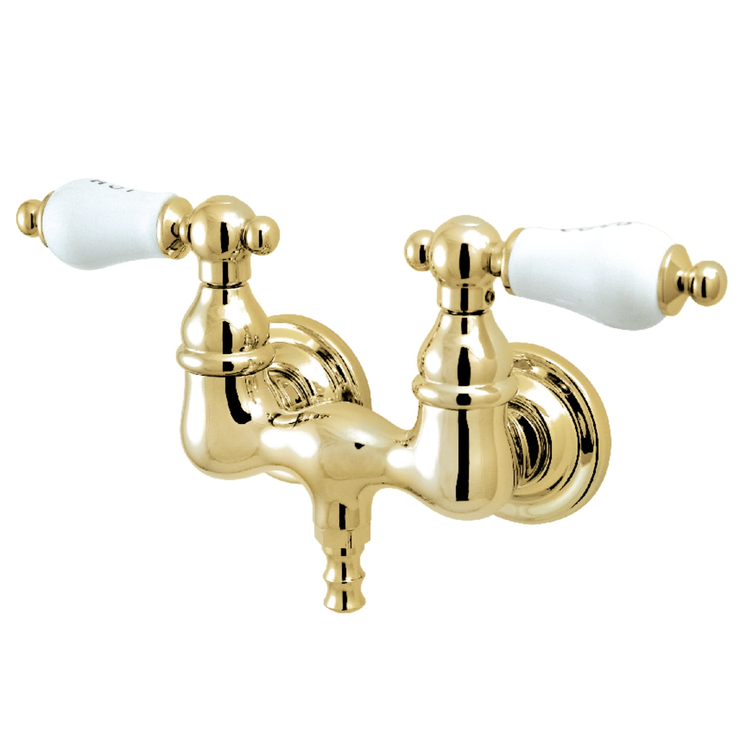 Vintage Polished Brass Wall Mount Clawfoot Tub Faucet