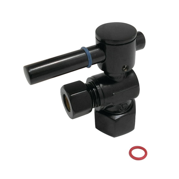 Kingston Brass CC43100DL 1/2-Inch FIP x 3/8-Inch O.D. Comp Quarter-Turn Angle Shut-Off Valve in Matte Black