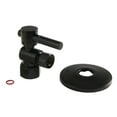 thumbnail image 1 of Kingston Brass CC43100DLK 1/2" FIP x 3/8" OD Comp Quarter-Turn Angle Stop Valve with Flange, Matte Black, 1 of 2