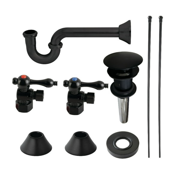 Kingston Brass CC43100VOKB30 Standard Mount Traditional Plumbing Sink Trim Kit with P-Trap and Overflow Drain, Matte Black