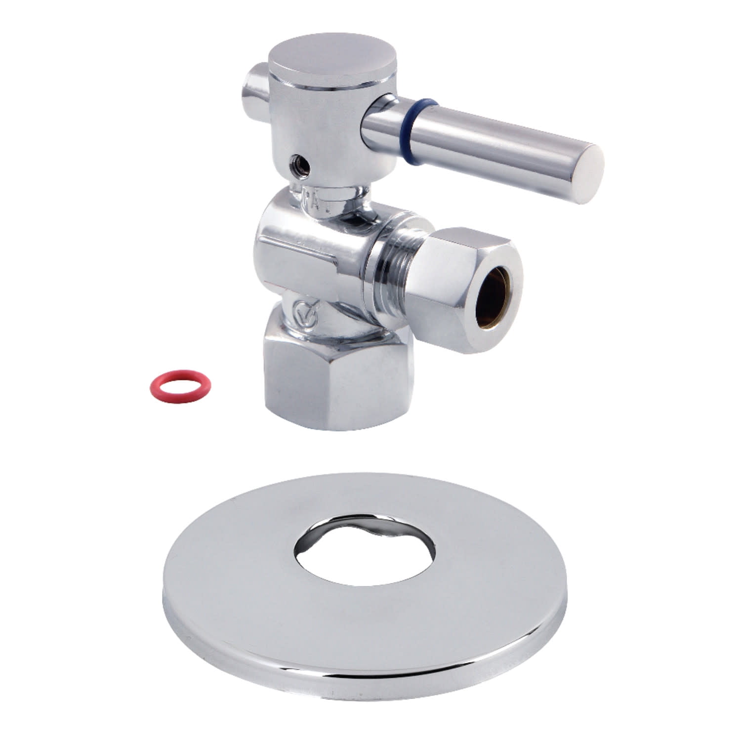 Kingston Brass CC43101DLK 1/2" FIP x 3/8" OD Comp Quarter-Turn Angle Stop Valve with Flange, Polished Chrome