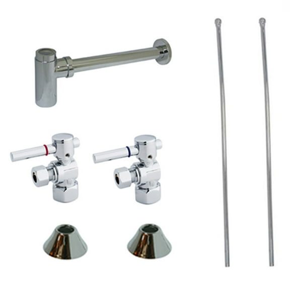 Kingston Brass CC43101DLLKB30 Standard Mount Modern Plumbing Sink Trim Kit with Bottle Trap, Polished Chrome