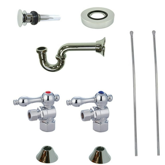 Kingston Brass CC43101VOKB30 Standard Mount Traditional Plumbing Sink Trim Kit with P-Trap and Overflow Drain, Polished Chrome