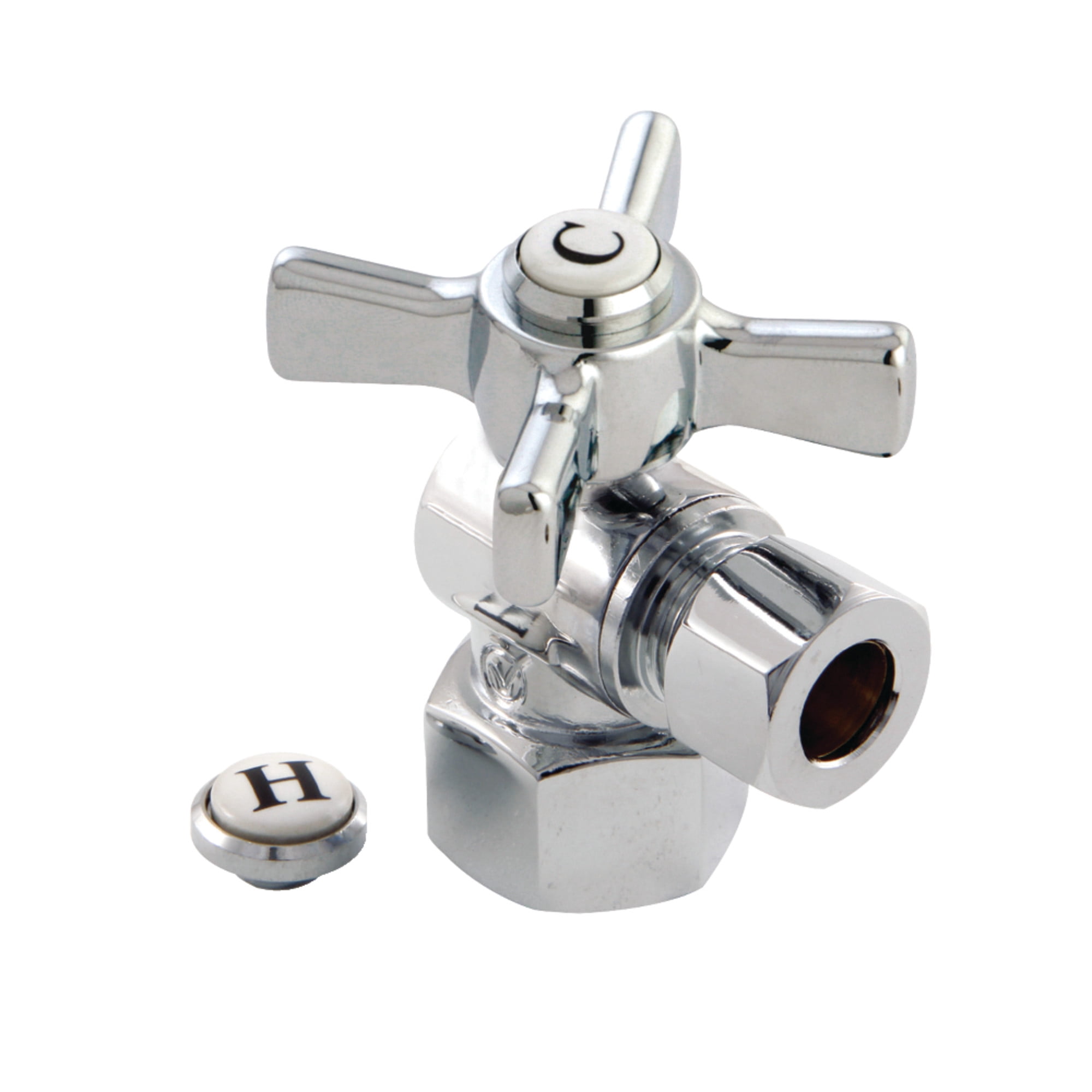 Kingston Brass CC43101ZX 1/2-Inch FIP x 3/8-Inch O.D. Comp Quarter-Turn Angle Shut-Off Valve in Polished Chrome