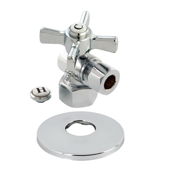 Kingston Brass CC43101ZXK 1/2" FIP x 3/8" OD Comp Quarter-Turn Angle Stop Valve with Flange, Polished Chrome