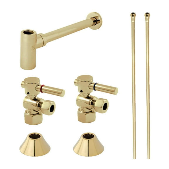 Kingston Brass CC43102DLLKB30 Standard Mount Modern Plumbing Sink Trim Kit with Bottle Trap, Polished Brass
