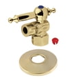 thumbnail image 1 of Kingston Brass CC43102TLK 1/2" FIP x 3/8" OD Comp Quarter-Turn Angle Stop Valve with Flange, Polished Brass, 1 of 2