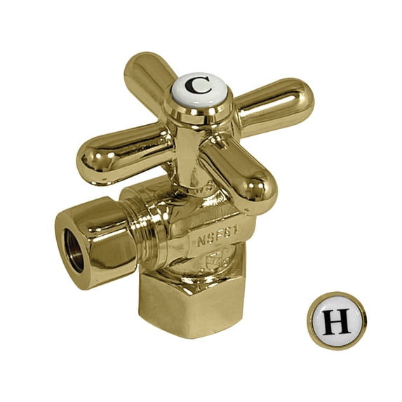 Kingston Brass CC43102X 1/2-Inch FIP x 3/8-Inch O.D. Comp Quarter-Turn Angle Shut-Off Valve in Polished Brass
