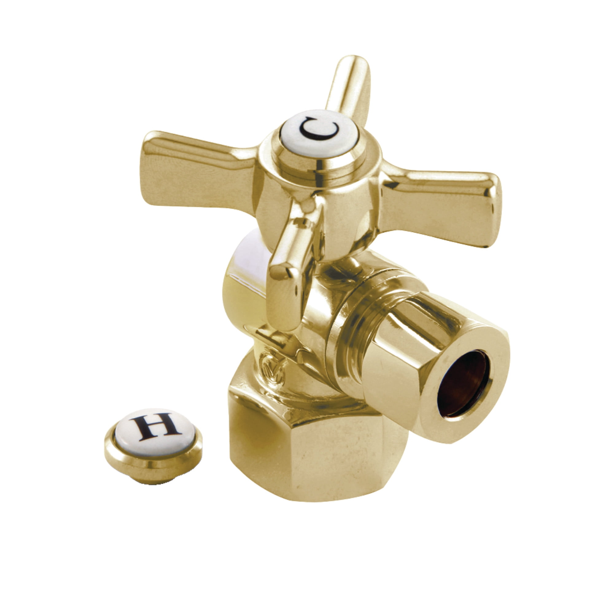 Kingston Brass CC43106DL Quarter Turn Shut Off Valve - 1/2" FIP X 3/8" Compression, Polished Nickel - View #4