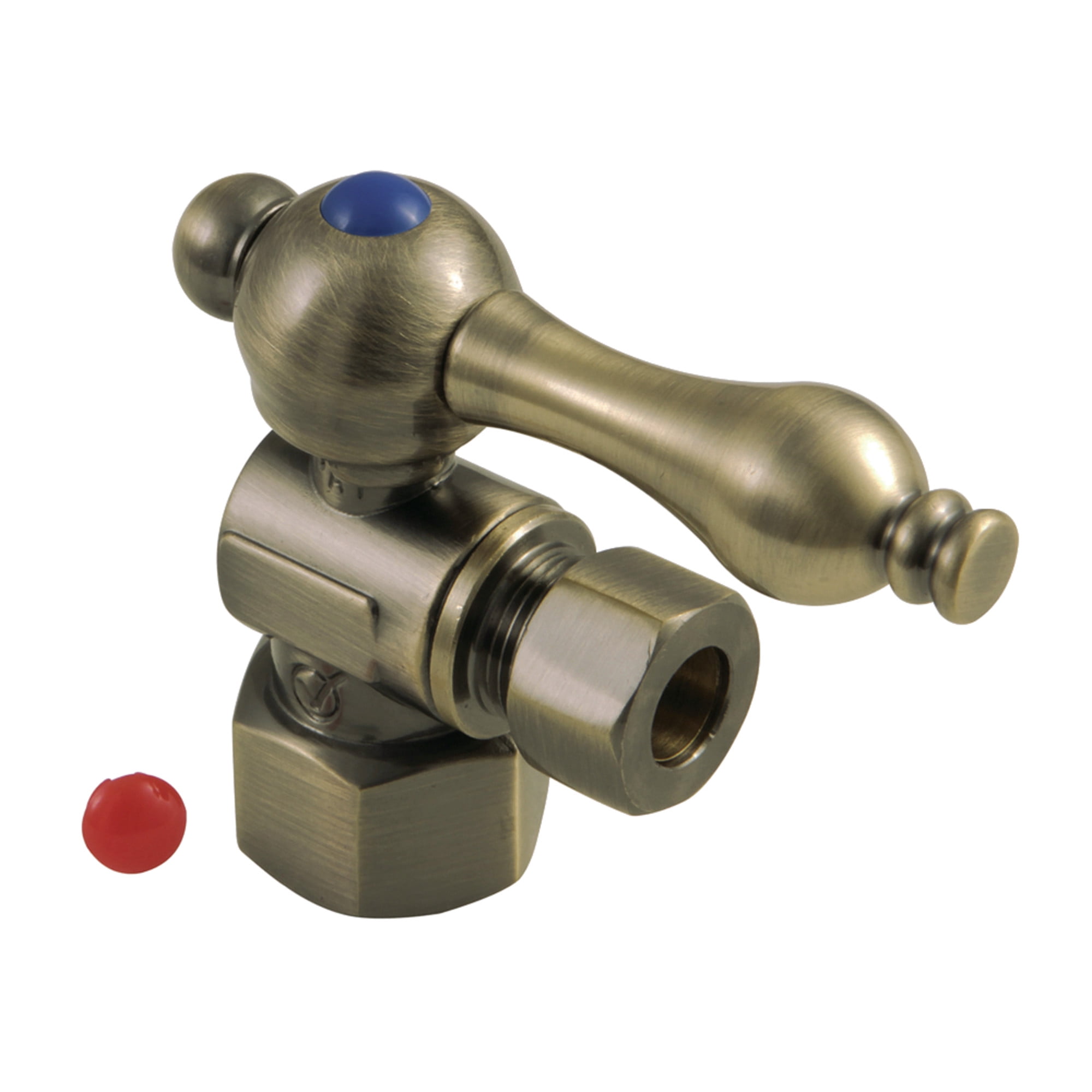 Kingston Brass CC43103 1/2-Inch FIP x 3/8-Inch O.D. Comp Quarter-Turn Angle Shut-Off Valve in Antique Brass