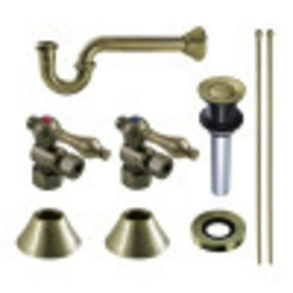 Kingston Brass CC43103VKB30 Standard Mount Traditional Plumbing Sink Trim Kit with P-Trap and Drain, Antique Brass