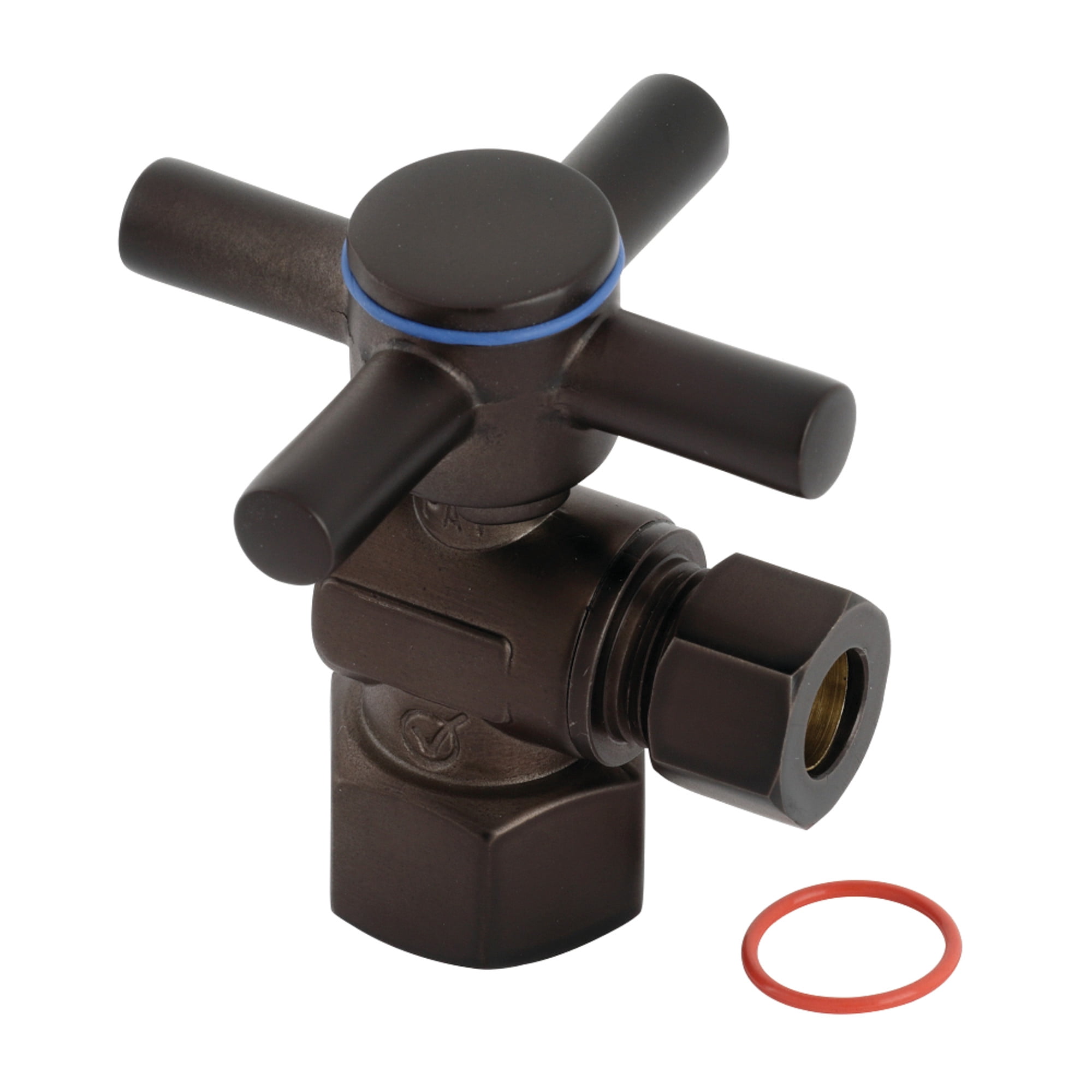 Kingston Brass CC43105DX 1/2-Inch FIP x 3/8-Inch O.D. Comp Quarter-Turn Angle Shut-Off Valve in Oil Rubbed Bronze