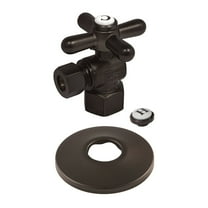 Kingston Brass CC43105XK 1/2" FIP x 3/8" OD Comp Quarter-Turn Angle Stop Valve with Flange, Oil Rubbed Bronze