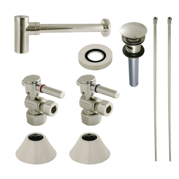 Kingston Brass CC43106DLVOKB30 Standard Mount Modern Plumbing Sink Trim Kit with Bottle Trap and Overflow Drain, Polished Nickel