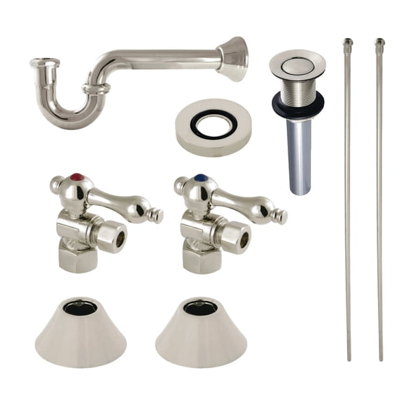 Kingston Brass CC43106VKB30 Standard Mount Traditional Plumbing Sink Trim Kit with P-Trap and Drain, Polished Nickel