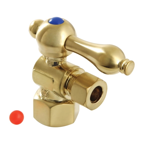 Kingston Brass CC43107 1/2-Inch FIP x 3/8-Inch O.D. Comp Quarter-Turn Angle Shut-Off Valve in Brushed Brass