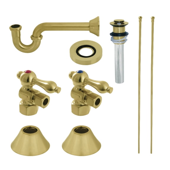 Kingston Brass CC43107VKB30 Standard Mount Traditional Plumbing Sink Trim Kit with P-Trap and Drain, Brushed Brass