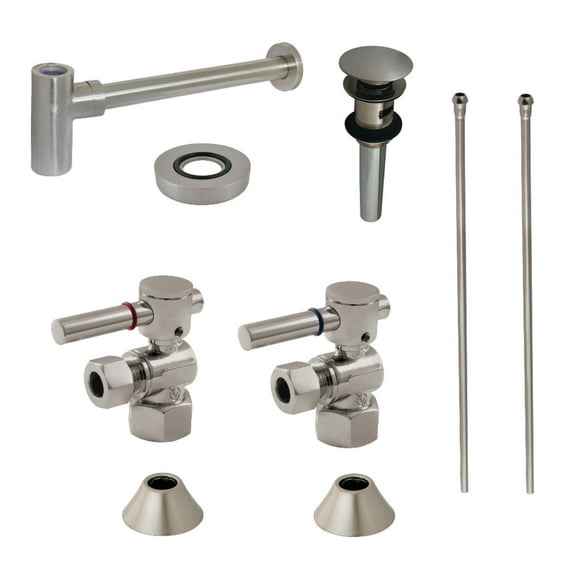 Kingston Brass CC43108DLVOKB30 Modern Plumbing Sink Trim Kit with Bottle Trap and Overflow Drain, Brushed Nickel