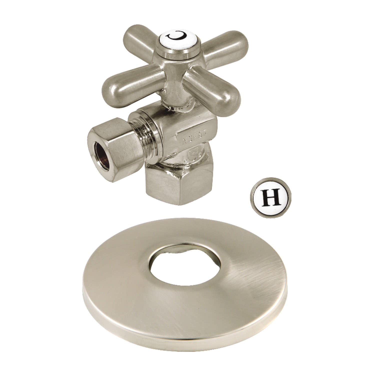 Brushed Nickel Vintage Quarter-Turn Angle Stop Valve with Flange