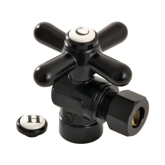 Kingston Brass CC43200X 1/2" Sweat x 3/8" OD Comp Angle Stop Valve, Matte Black